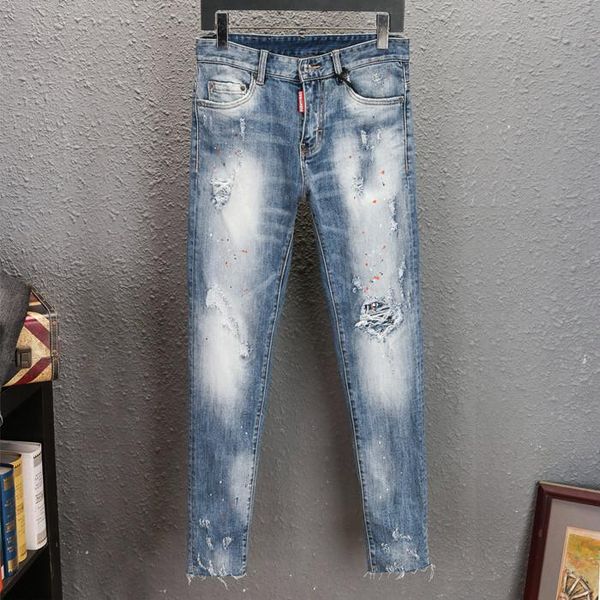 2020 men full length black jeans casual streetwear loose fit hip hop cowboy denim men pants male zip new trousers large size 28-38, Blue